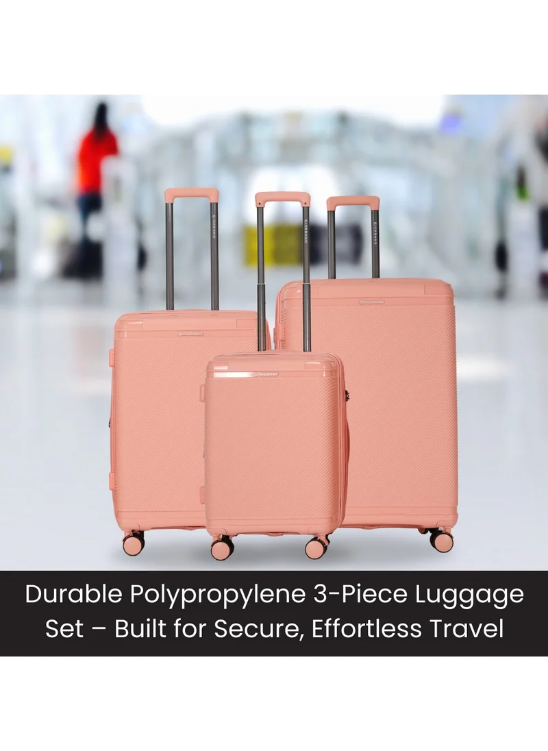 جيوردانو Giordano League Luggage Set PP Hardshell Travel Business Suitcase, Durable Hardside Unbreakable Lightweight Expandable Anti-theft Zip 4 Double Wheel TSA Lock 3pcs Trolley (20+24+28 Inch).Pink