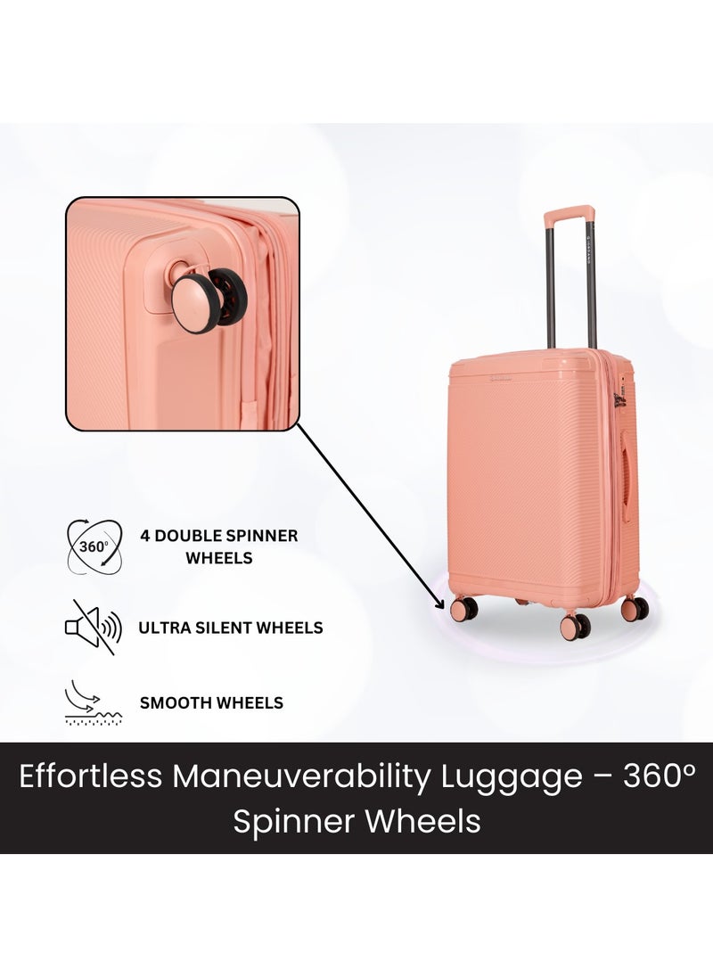 GIORDANO - Giordano League Luggage Set PP Hardshell Travel Business Suitcase, Durable Hardside Unbreakable Lightweight Expandable Anti-theft Zip 4 Double Wheel TSA Lock 3pcs Trolley (20+24+28 Inch).Pink - Image 1