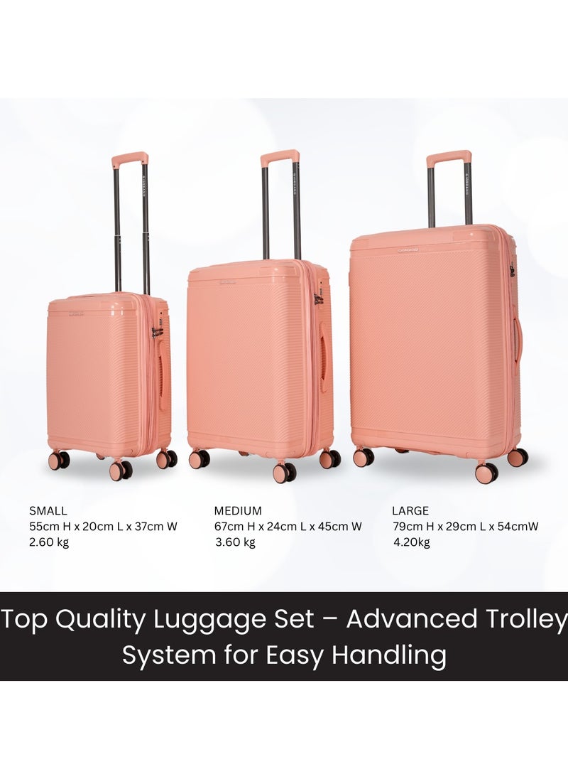 GIORDANO - Giordano League Luggage Set PP Hardshell Travel Business Suitcase, Durable Hardside Unbreakable Lightweight Expandable Anti-theft Zip 4 Double Wheel TSA Lock 3pcs Trolley (20+24+28 Inch).Pink - Image 1