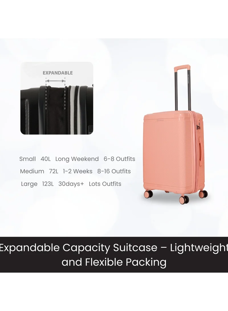 GIORDANO Giordano League Luggage Set PP Hardshell Travel Business Suitcase, Durable Hardside Unbreakable Lightweight Expandable Anti-theft Zip 4 Double Wheel TSA Lock 3pcs Trolley (20+24+28 Inch).Pink