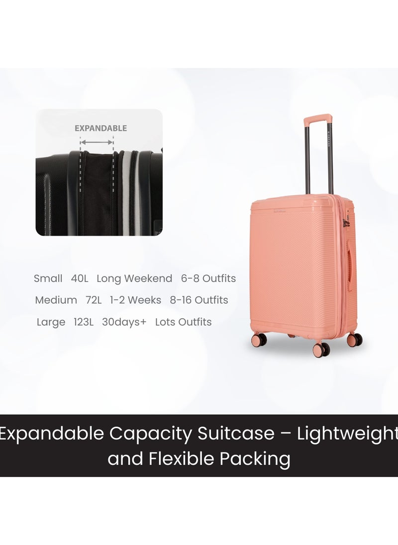 GIORDANO - Giordano League Luggage Set PP Hardshell Travel Business Suitcase, Durable Hardside Unbreakable Lightweight Expandable Anti-theft Zip 4 Double Wheel TSA Lock 3pcs Trolley (20+24+28 Inch).Pink - Image 1
