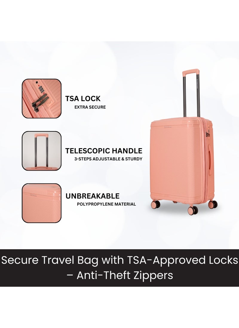 GIORDANO - Giordano League Luggage Set PP Hardshell Travel Business Suitcase, Durable Hardside Unbreakable Lightweight Expandable Anti-theft Zip 4 Double Wheel TSA Lock 3pcs Trolley (20+24+28 Inch).Pink - Image 1