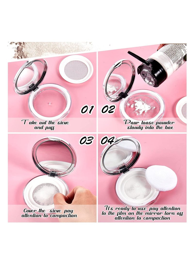 Generic - Loose Powder Container with Puff, 2 Pieces 0.17/0.7 oz Reusable Plastic Empty Powder Case Portable DIY Empty Makeup Powder Container Loose Powder Compact Case with Mirror and Elasticated Net Sifter - Image 1