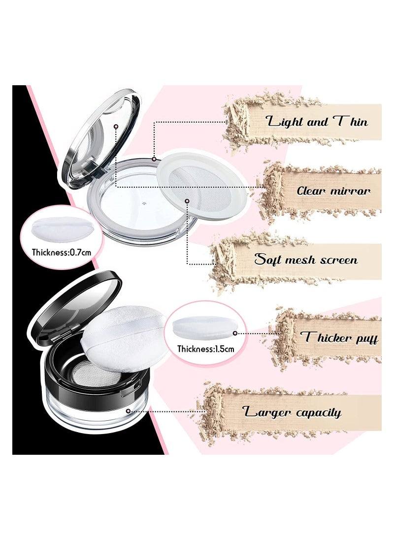 Generic - Loose Powder Container with Puff, 2 Pieces 0.17/0.7 oz Reusable Plastic Empty Powder Case Portable DIY Empty Makeup Powder Container Loose Powder Compact Case with Mirror and Elasticated Net Sifter - Image 1