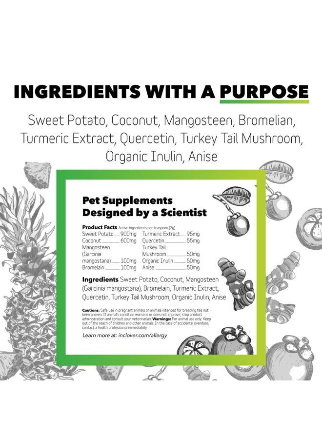 In Clover Natural Dog Allergy Relief Supplement with Turmeric - BioResiliant Treat Powder Supplement for Dogs with Seasonal Allergies, Mangosteen Helps Maintain Histamine Levels  - Image 4