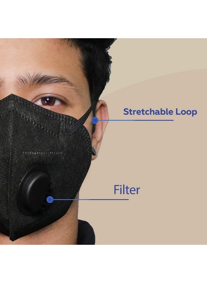 ORILEY N95 Ce & Iso Certified 5 Layer Disposable Face Mask With Nose Pin & Respirator For Men & Women (Black 10 Pc)  - Image 2