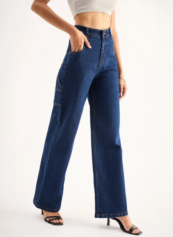 ساسافراس High-Rise Stretchable Dark Blue Jeans for Women