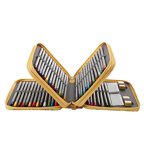 Lbxgap Portable Colored Printing Pattern Pencil Case Holds 72 pcs Pencils Bag Organizer with Handy Wrap Portable- Multilayer Holder for Watercolor Pens or Markers, Pencil Case Organizer for Artist - Image 2