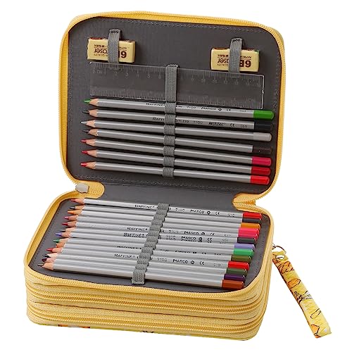 Lbxgap Portable Colored Printing Pattern Pencil Case Holds 72 pcs Pencils Bag Organizer with Handy Wrap Portable- Multilayer Holder for Watercolor Pens or Markers, Pencil Case Organizer for Artist - Image 3