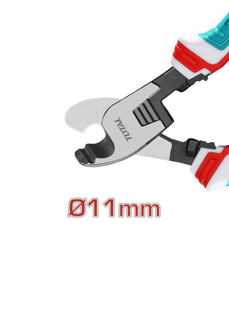 TOTAL Professional Cable Cutter, 8-Inch/200mm, Carbon Steel Construction, Turquoise and Red Grip, 11mm Max Cutting Capacity for Copper and Aluminum - Image 3