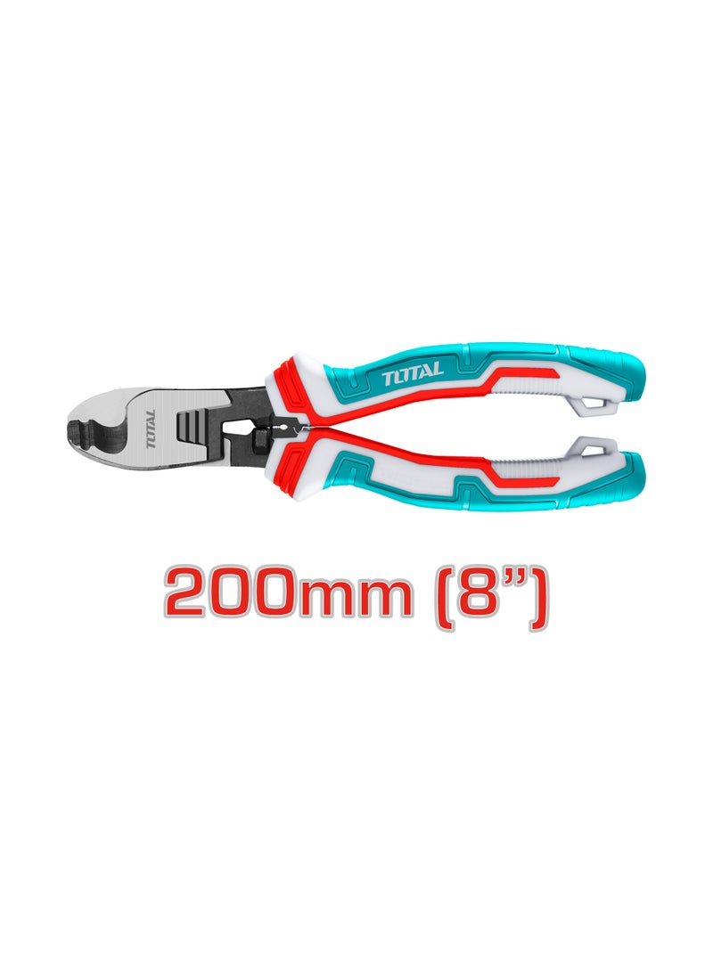 TOTAL Professional Cable Cutter, 8-Inch/200mm, Carbon Steel Construction, Turquoise and Red Grip, 11mm Max Cutting Capacity for Copper and Aluminum - Image 2