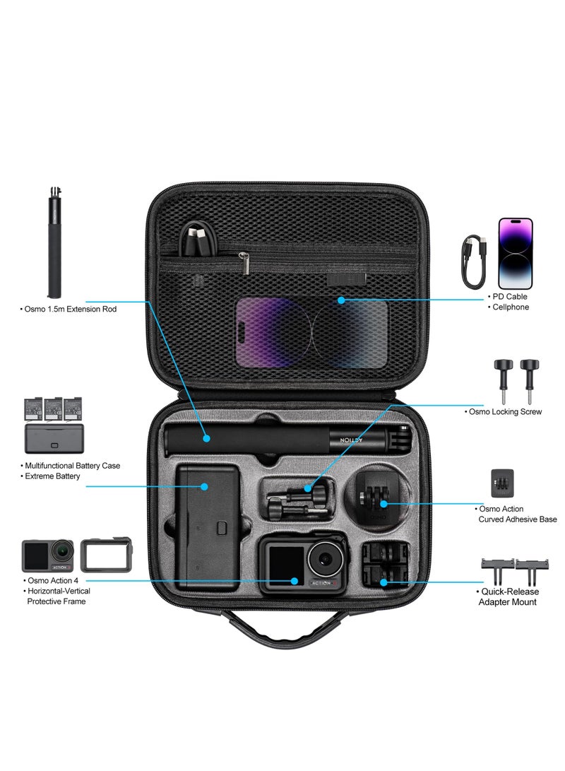 SOLARAE Carrying Case for Osmo Action 3, for DJI Osmo Action 3/Action 4 Camera Accessories Hard Shell Bag Travel Case Compatible with DJI Action 3/Action 4 Adventure Combo - Image 2