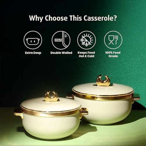 SELVEL Royal Linex Casserole Collection | Insulated Hot Cases | Stainless Steel Inner | BPA-Free | Brown & Lime Green | (Royal Linex Casserole – Lime Green, Set of 2 (600ml + 1200ml)) - Image 5