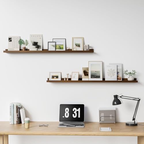 WOODAMIYA® Wooden Wall Mounting Shelves for Decorative Wall Shelf for Books, Décor, and Display - Elegant Space-Saving Design (Teak Finish, 46 INCH) - Image 3