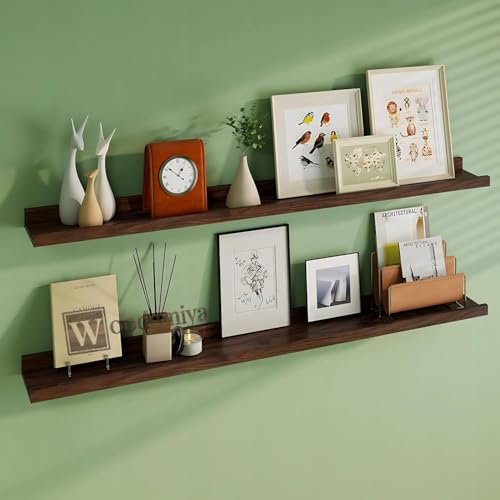 WOODAMIYA® Wooden Wall Mounting Shelves for Decorative Wall Shelf for Books, Décor, and Display - Elegant Space-Saving Design (Teak Finish, 46 INCH) - Image 1