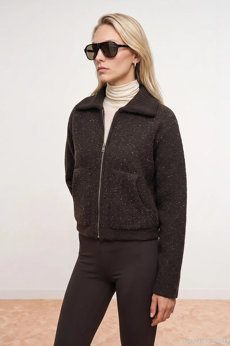 Dilvin Dark Mocha Brown DILVIN Women’s Wool-blend Cardigan for Women | Best Price UAE