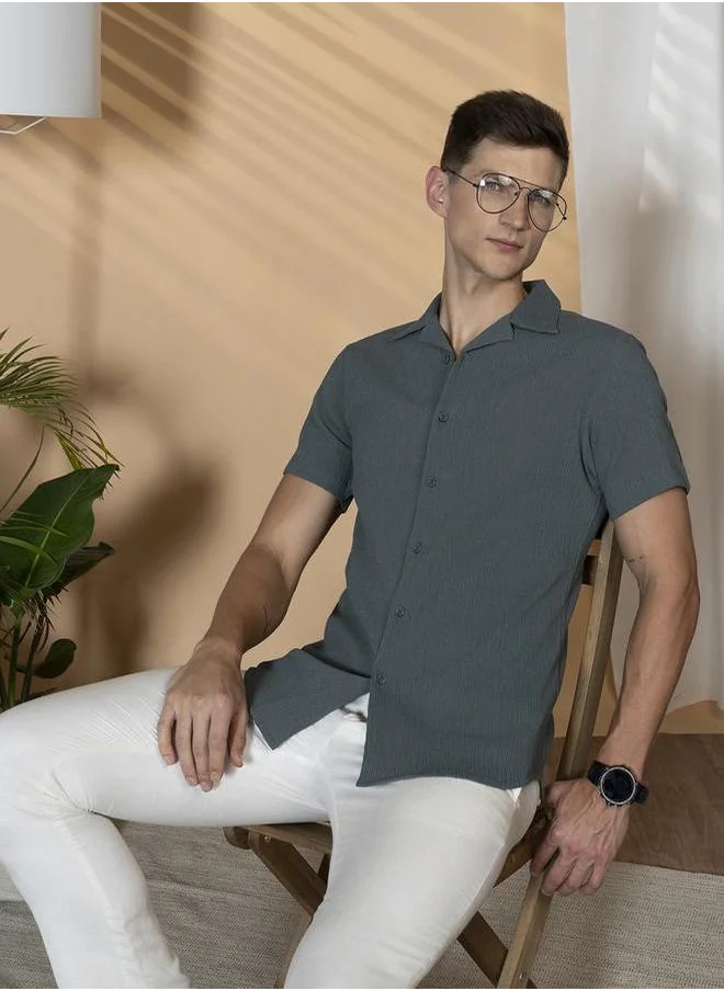 Dennis Lingo Solid Relaxed Fit Spread Collar Shirt by Styli