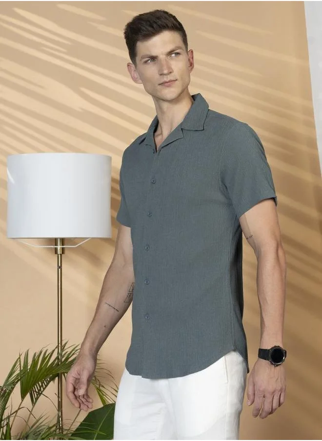 Dennis Lingo Solid Relaxed Fit Spread Collar Shirt by Styli