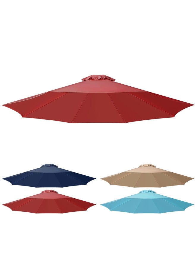 Simple Deluxe 9' Patio Outdoor Table Market Yard Umbrella Replacement Top Cover with 8 Ribs, 9ft Canopy, Red Canopy - Image 1