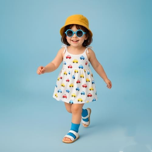 Kidbea® 100% Organic Cotton Newborn Baby Girls Sleeveless Dress | Casual Muslin Frock Infant - 4 Cute Prints (0-3 Months) - Image 5