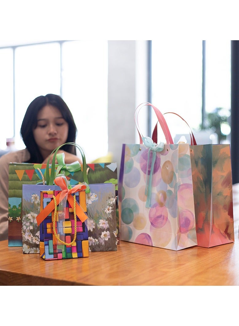 5-piece set of animal paradise gift bags with handles, oil painting gift paper bag medium small gift bag birthday kraft paper gift bag suitable for gifts, birthdays, Mother's Day, weddings, parties (28X10X20CM) - Image 4