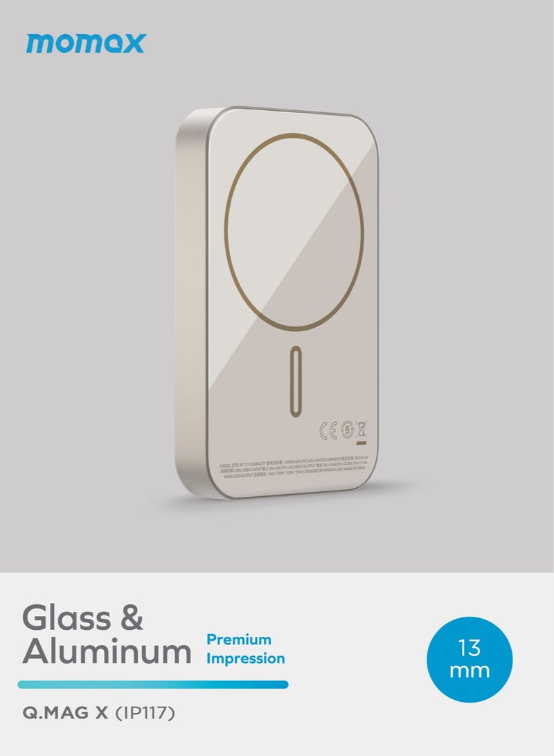 Momax Q.Mag X1 10000mAh Magnetic Wireless Battery Pack USB-C Up to 15W PD Output - Titanium Grey - Image 2