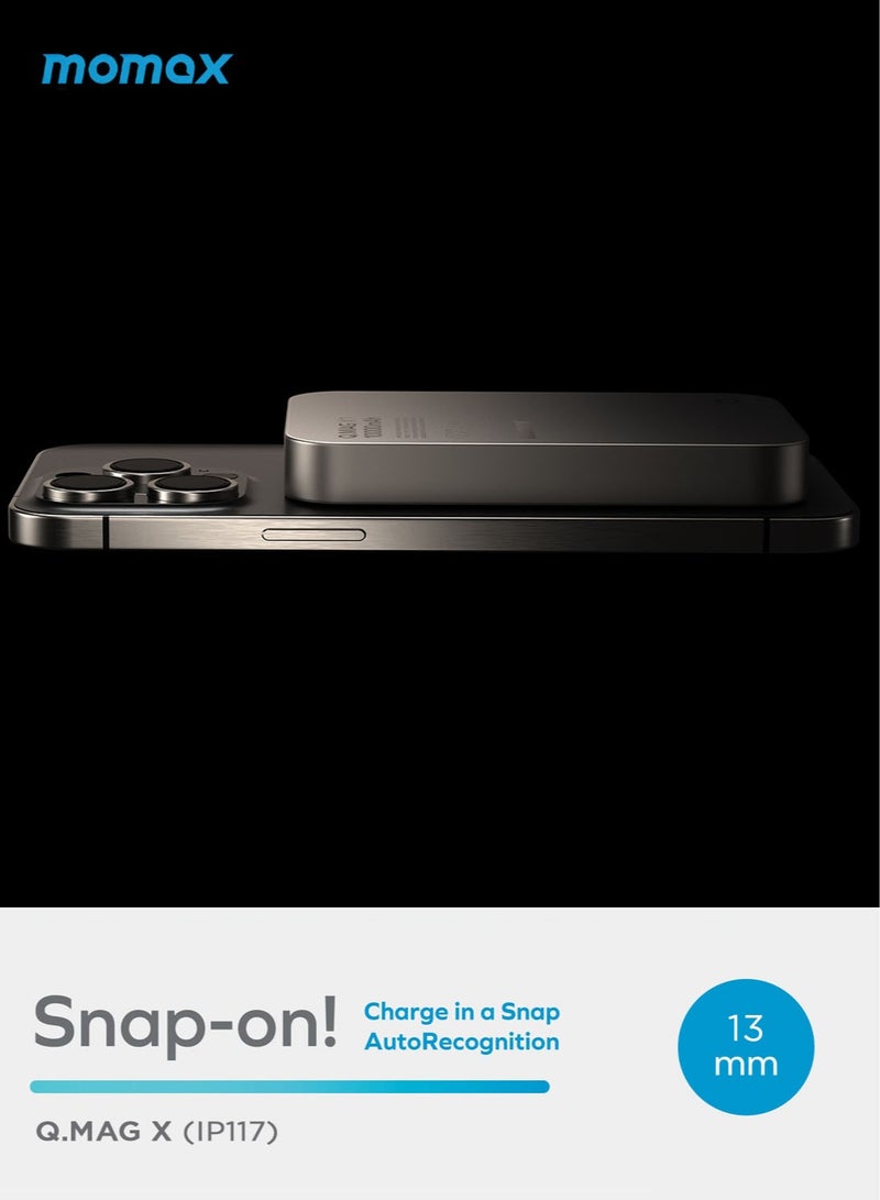 Momax Q.Mag X1 10000mAh Magnetic Wireless Battery Pack USB-C Up to 15W PD Output - Titanium Grey - Image 3