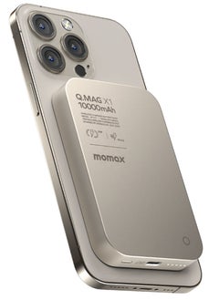 Momax Q.Mag X1 10000mAh Magnetic Wireless Battery Pack USB-C Up to 15W PD Output - Titanium Grey  - Image 1