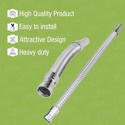 LIPKA 30 Inch Flexible Sink Waste Pipe (Set Of 2) Chrome Finish, Universal Fit for Kitchen Sink & Wash Basin Pipe, Anti-Clog, Extendable Drain Hose Pipe, Easy Installation, Durable & Rust-Resistant - Image 3