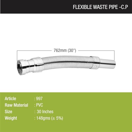 LIPKA 30 Inch Flexible Sink Waste Pipe (Set Of 2) Chrome Finish, Universal Fit for Kitchen Sink & Wash Basin Pipe, Anti-Clog, Extendable Drain Hose Pipe, Easy Installation, Durable & Rust-Resistant - Image 2