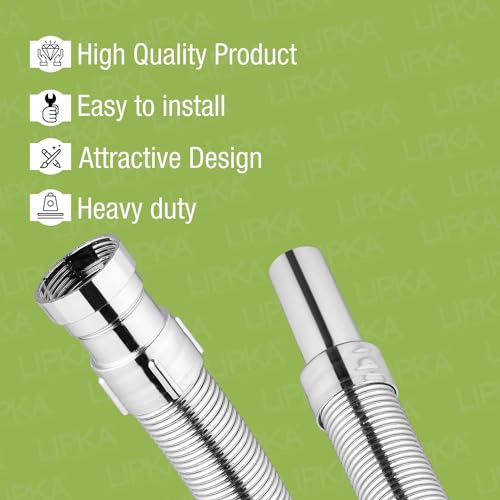 LIPKA 30 Inch Flexible Sink Waste Pipe (Set Of 2) Chrome Finish, Universal Fit for Kitchen Sink & Wash Basin Pipe, Anti-Clog, Extendable Drain Hose Pipe, Easy Installation, Durable & Rust-Resistant - Image 4