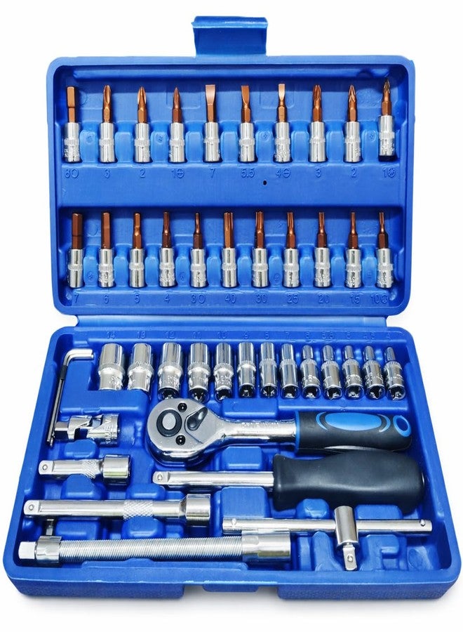 Inditrust 46 In 1 Pcs Crv Torx Tool Kit For Home Use Tools Kit Spanner Set 46Pc Socket Set Goti Set Wrench Set Bike Tool Kit Goti Pana Set - Image 1