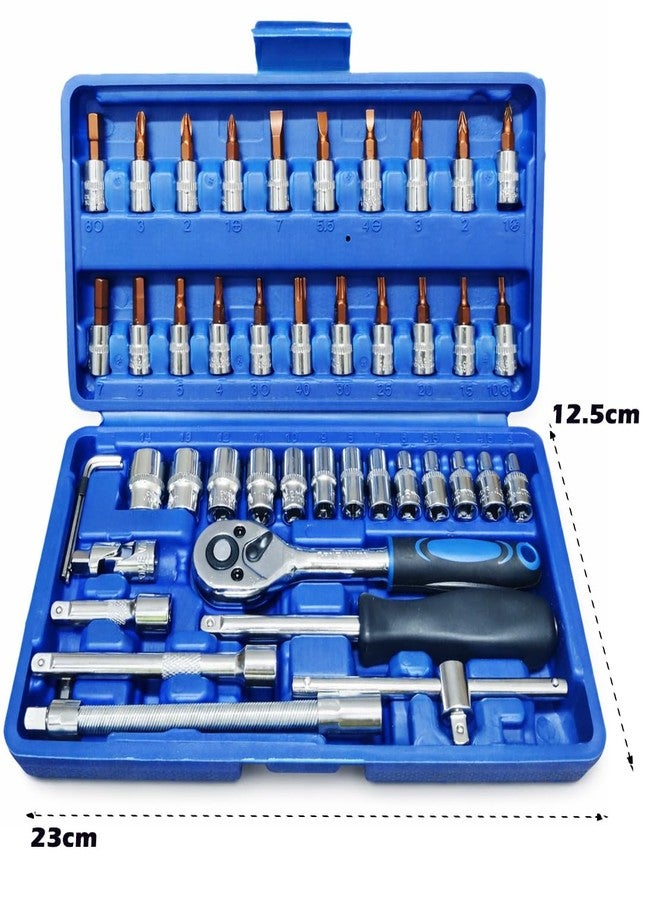 Inditrust 46 In 1 Pcs Crv Torx Tool Kit For Home Use Tools Kit Spanner Set 46Pc Socket Set Goti Set Wrench Set Bike Tool Kit Goti Pana Set - Image 3