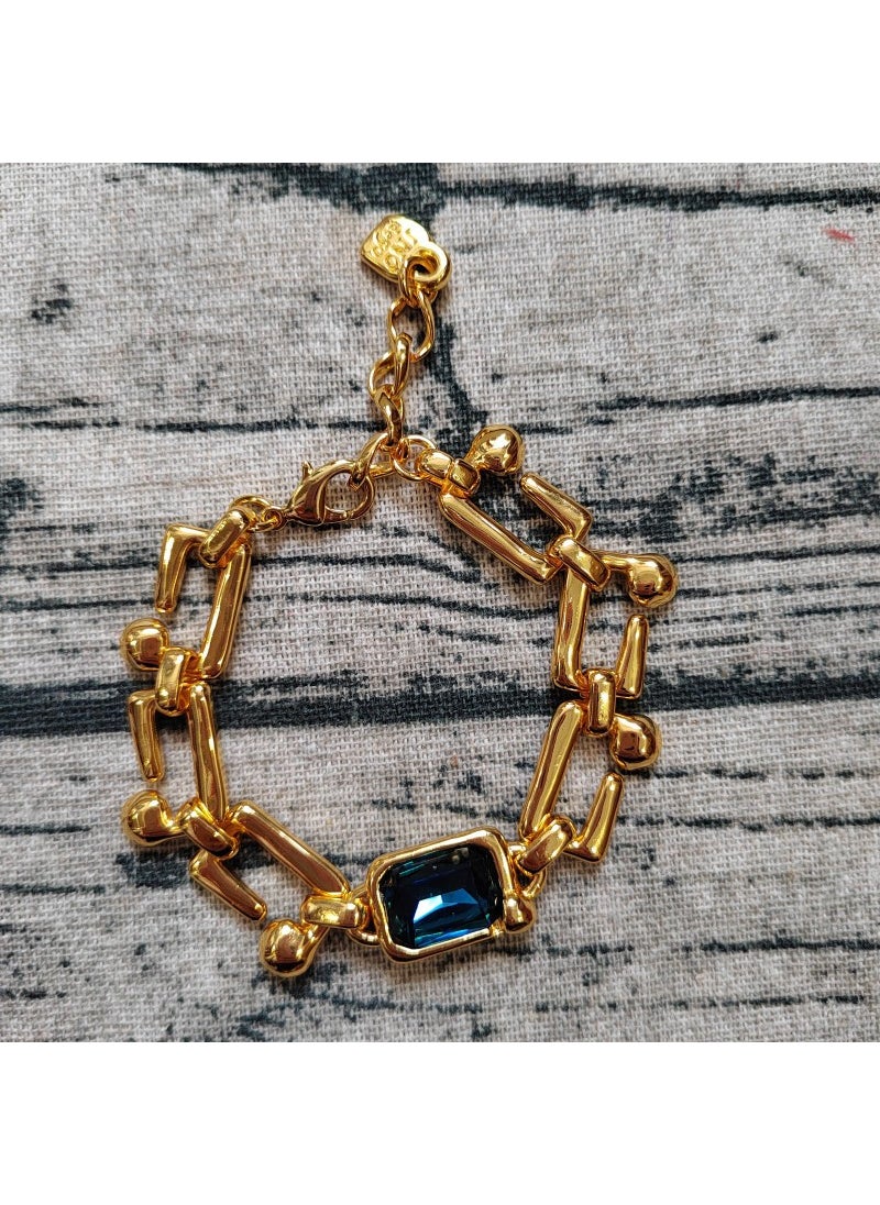 Generic Unode50 Spanish Crystal Necklace Bracelet Nail Artisanal Crafts Trendy European American Cross-border E-commerce Jewelry Bracelet-Gold 