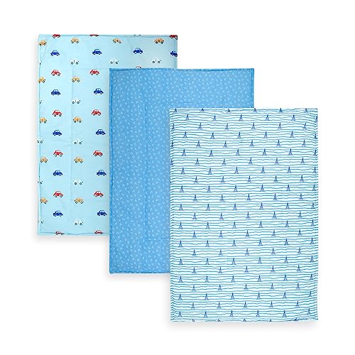 TIDY SLEEP Diaper Changing Mat/Sleeping mats/Water Proof Bed Protector with Foam for New Born Baby, 3 Sheets (65cm x 45 cm) (0-9 Months) Car Print - Image 1