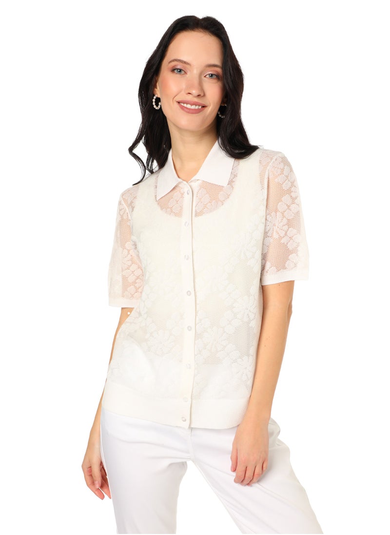 Women's Cotton Knitted lace cardigan 3/4 Sleeve White - pzsku/ZE4D013A5CE6AB540B7C9Z/45/_/1697021726/33da4e40-5acf-4976-9534-c4def9ac6b13