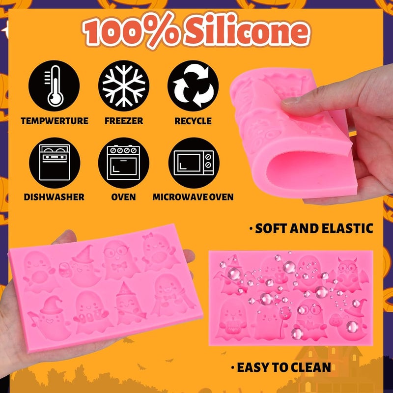 Whaline Halloween Fondant Mold Boo Spooky Ghost Silicone Mold Chocolate Candy Mould for Kitchen Crafts Baking Party Decor Supplies - Image 3