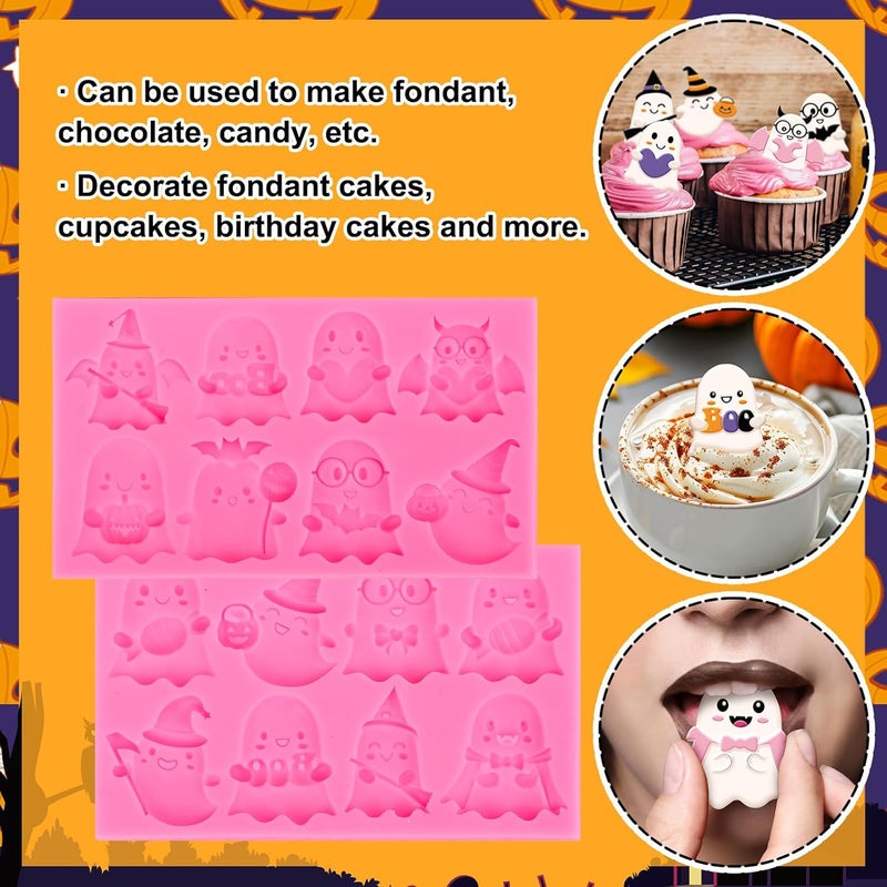 Whaline Halloween Fondant Mold Boo Spooky Ghost Silicone Mold Chocolate Candy Mould for Kitchen Crafts Baking Party Decor Supplies - Image 4