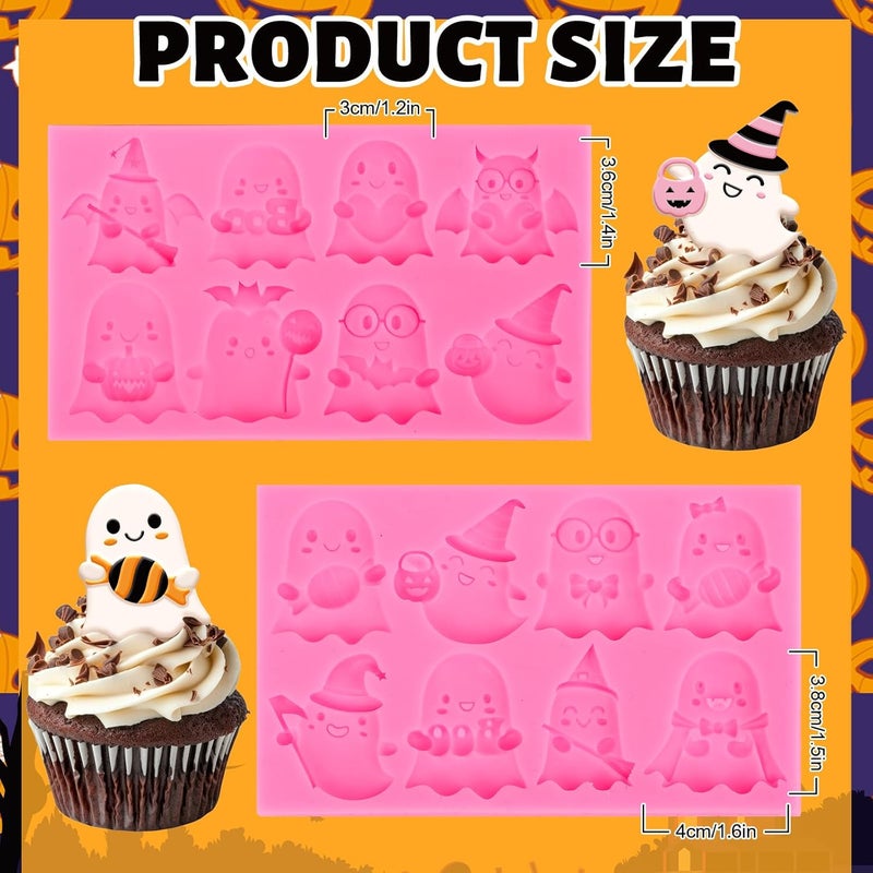 Whaline Halloween Fondant Mold Boo Spooky Ghost Silicone Mold Chocolate Candy Mould for Kitchen Crafts Baking Party Decor Supplies - Image 2