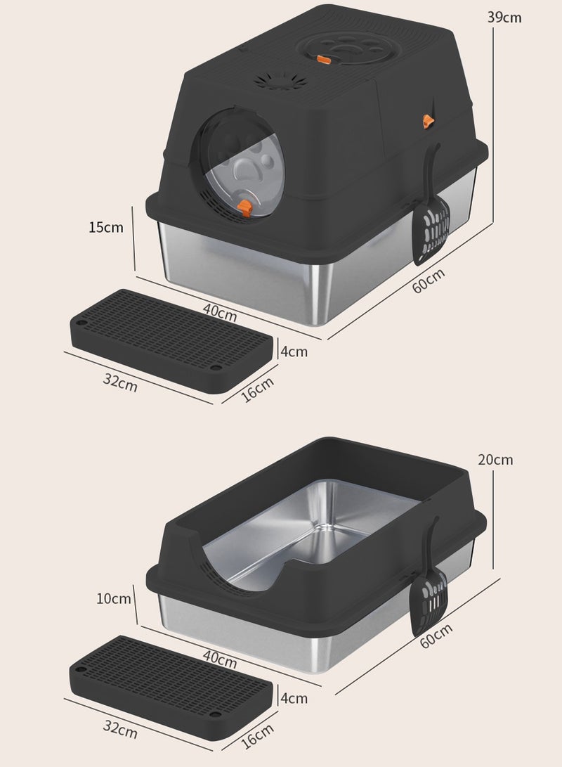كيدل الأبحاث المتعلقة ب غير القابل للصدأ مربع القمامة القط مع غطاء - Image 3