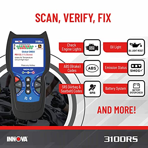 iNNOVA إنوفا 3100RS، ماسح OBD2، أداة فحص ABS SRS مع ضوء الوسادة الهوائية وإعادة تعيين ضوء الزيت، رسم بياني مباشر وتسجيل بيانات حية، احصل على إصلاحات مقترحة وقطع غيار على آيفون أو أندرويد - Image 2