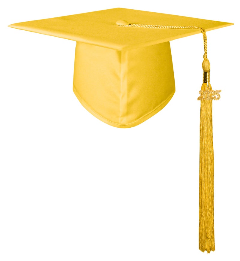 GraduationMall Unisex Adult Matte Graduation Cap with 2025 Tassel Gold - Image 1