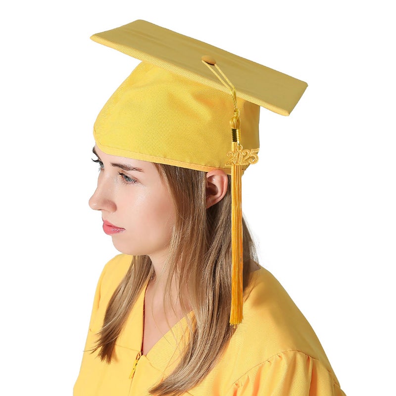 GraduationMall Unisex Adult Matte Graduation Cap with 2025 Tassel Gold - Image 2