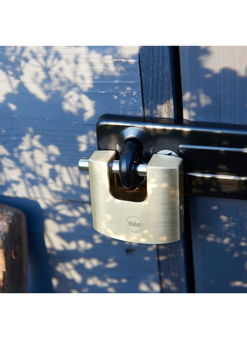 Yale Oval Sliding Pin Brass Padlock 80 mm  - Image 2