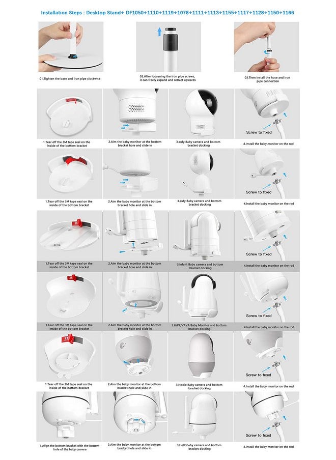 Koroao - Koroao 21-29.5in Desktop Adjustable Mount for Eufy720P/Eufy Spaceview/Hellobaby HB66/Owlet Cam 2 /Babysense HD S2/V43/VTech VM5463/ VM819/ VM923/924/Nooie360°/Infant DXR-8/VAVA/Hipp Baby Monitor - Image 1