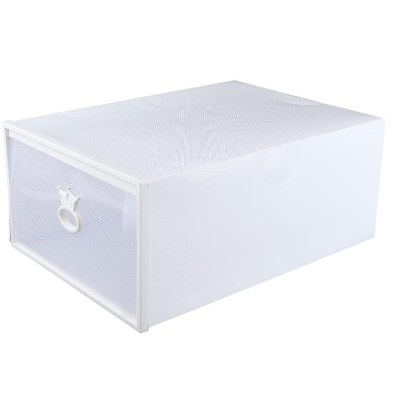 Large Plastic Stackable Shoe Storage Box Drawer Organizer 33x23x14cm White Frame - Image 2