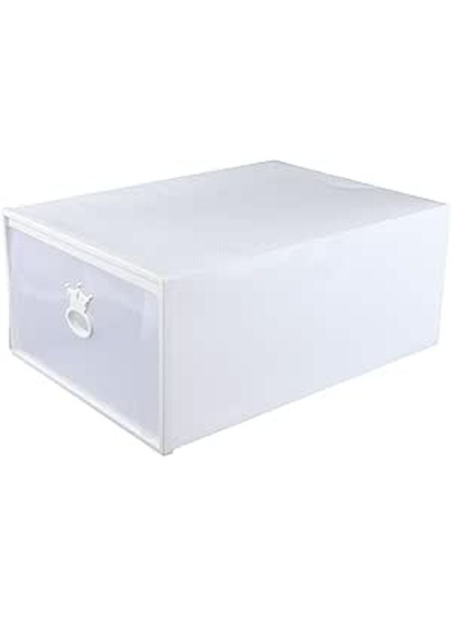 Large Plastic Stackable Shoe Storage Box Drawer Organizer 33x23x14cm White Frame - Image 1