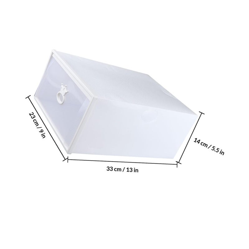 Large Plastic Stackable Shoe Storage Box Drawer Organizer 33x23x14cm White Frame - Image 3