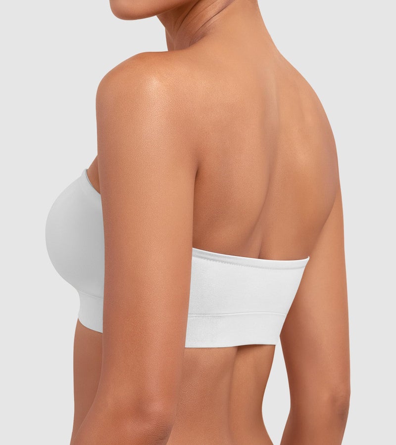 DEANGELMON Strapless Bras for Women Comfort Non-Slip Seamless Padded Bralette Clear Straps Wireless Tube Top Bra White Large - Image 5
