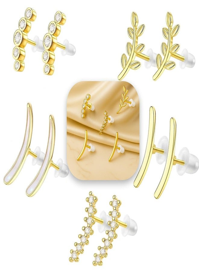 VAMA FASHIONS 18K 5 Pair Plated Multiple Pericing Anti Tarnish Stud Earrings Hypoallergenic Helix Tragus Waterproof Ear Studs Combo Set For Women (18K Gold Plated Helix Stud Earrings) - Image 1